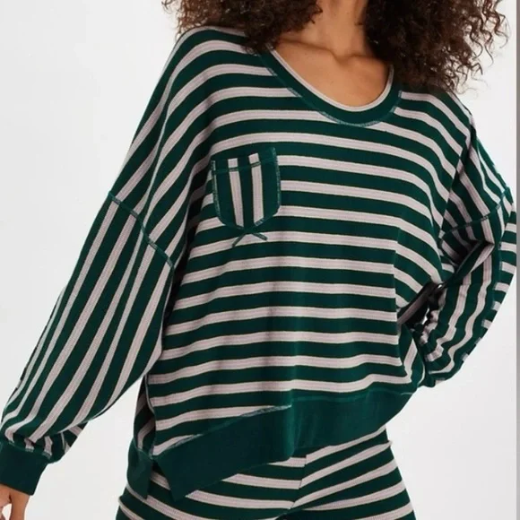 NWT Free People Make It Happen Pullover in Purple and Green - Picture 2 of 8